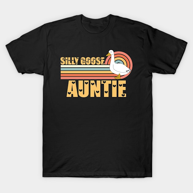 Vintage Retro Sunset Silly Goose Auntie T-Shirt by Vixel Art